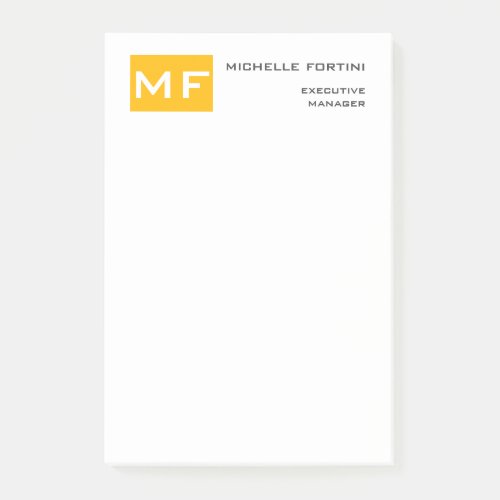 Attractive Monogram Yellow White Modern Minimalist Post_it Notes