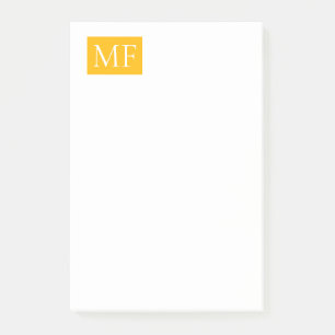 Attractive Monogram Yellow White Modern Minimalist Post-it Notes