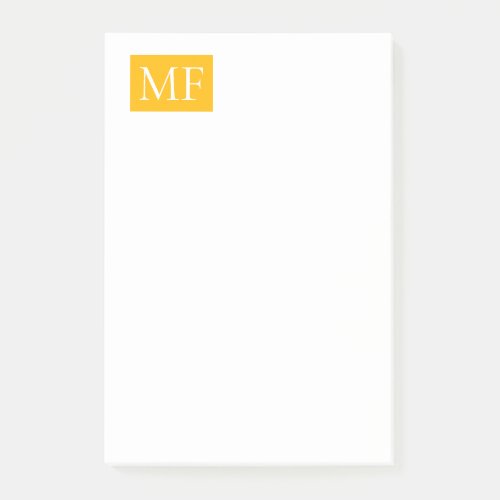 Attractive Monogram Yellow White Modern Minimalist Post_it Notes