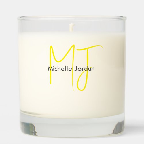 Attractive Monogram Yellow White Modern Minimalist Scented Candle