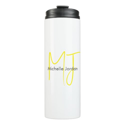 Attractive Monogram Yellow White Modern Minimalist Thermal Tumbler