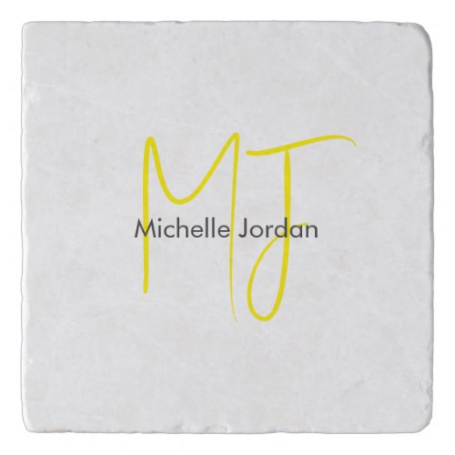 Attractive Monogram Yellow White Modern Minimalist Trivet