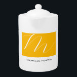 Attractive Monogram Yellow White Modern Plain Teapot<br><div class="desc">Do you think it is difficult to choose a design according to your own personality and tastes? Maybe this design makes your job easier. Look again,  this is definitely what you're looking for.</div>