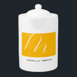 Attractive Monogram Yellow White Modern Plain Teapot<br><div class="desc">Do you think it is difficult to choose a design according to your own personality and tastes? Maybe this design makes your job easier. Look again,  this is definitely what you're looking for.</div>