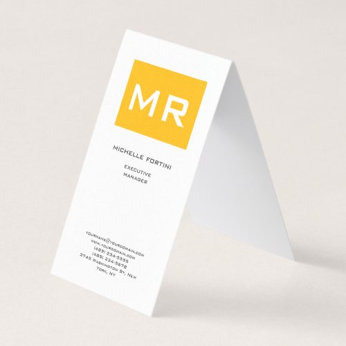 Attractive Monogram Yellow White Premium Pearl Business Card