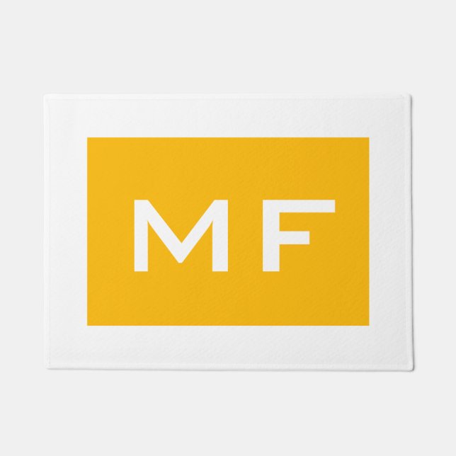 Attractive Monogram Yellow White Your Name Doormat (Front)