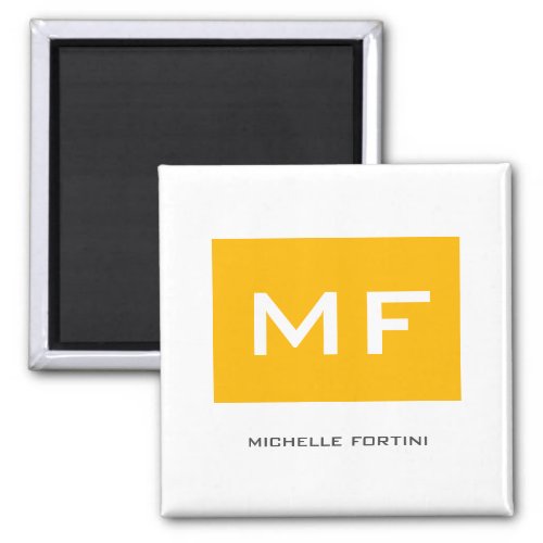 Attractive Monogram Yellow White Your Name Magnet