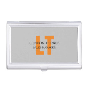 Attractive Monogrammed Grey Plain Business Card Case
