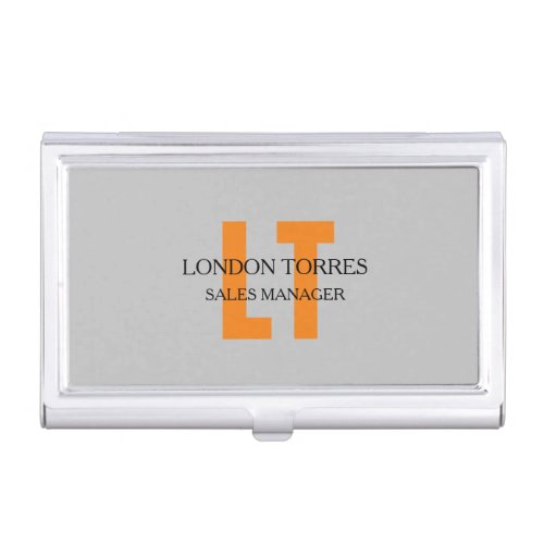 Attractive Monogrammed Grey Plain Business Card Case