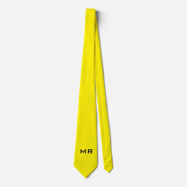 Attractive Monogrammed Yellow Neck Tie (Front)