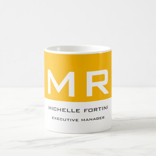 Attractive Monogrammed Yellow White Your Name Coffee Mug