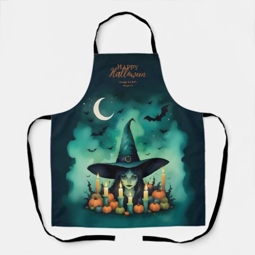 Attractive  Mystical Halloween Witch Conjures Apron