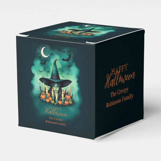 Attractive & Mystical Halloween Witch Conjures Favor Boxes (Front Side)