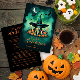 Attractive & Mystical Halloween Witch Conjures Invitation