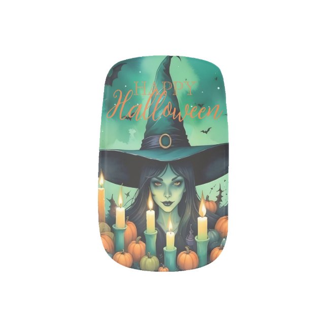 Attractive & Mystical Halloween Witch Conjures Minx Nail Art (Left Thumb)