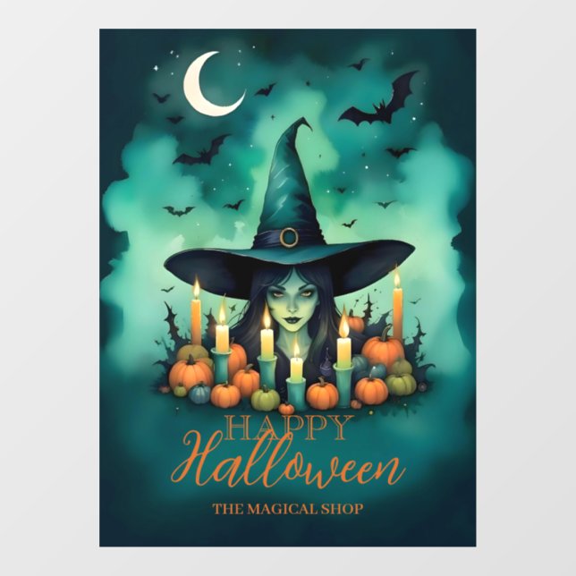 Attractive & Mystical Halloween Witch Conjures Window Cling (Sheet)