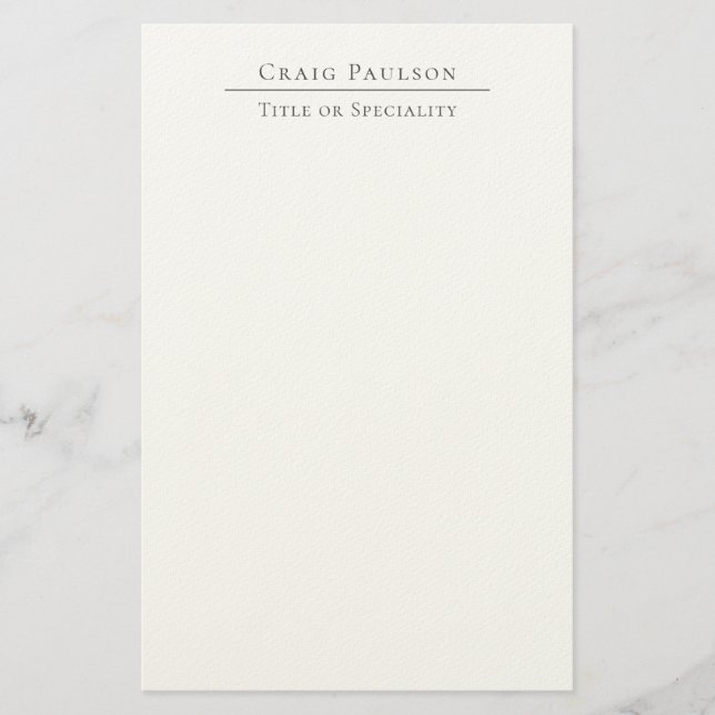 Attractive Professional Plain Minimalist Name Stationery (Front)