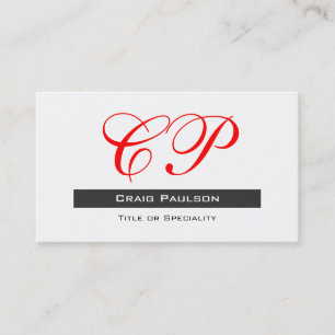 Attractive Red Black White Monogram Business Card
