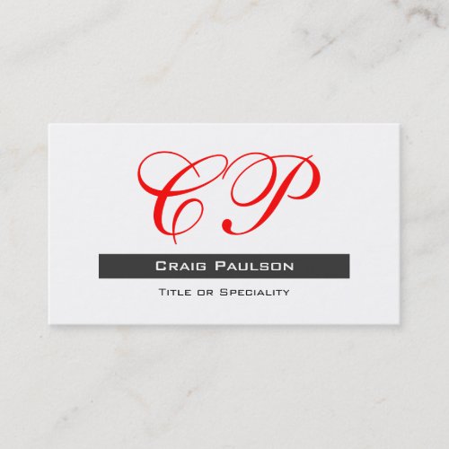 Attractive Red Black White Monogram Business Card