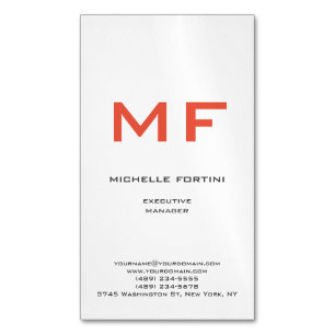 Attractive Red Monogram Cute Minimalist Plain Business Card Magnet