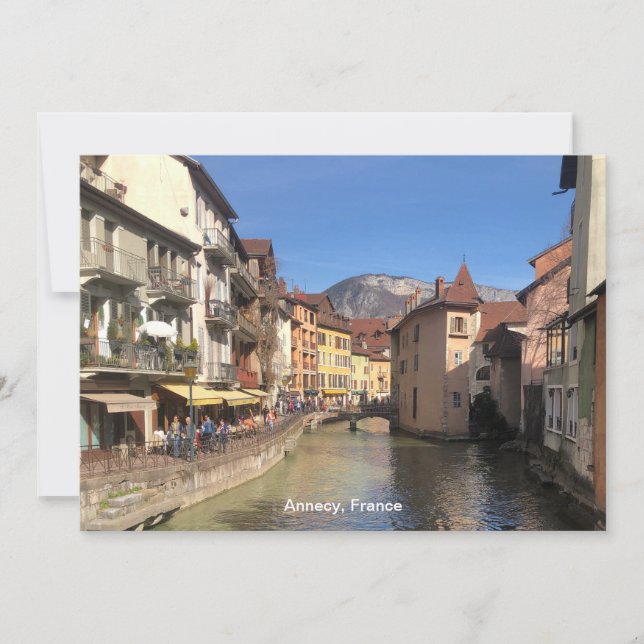 Attractive River View of Annecy, France on a Holiday Card (Front)