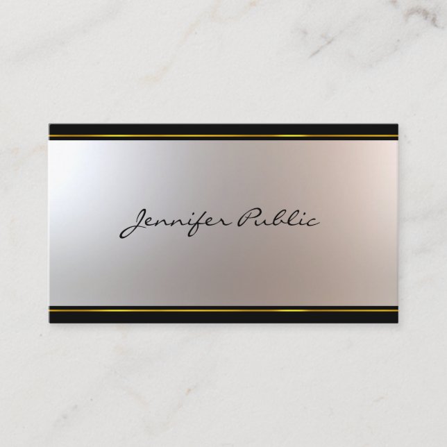 Attractive Script Modern Design Glamorous Plain Business Card (Front)