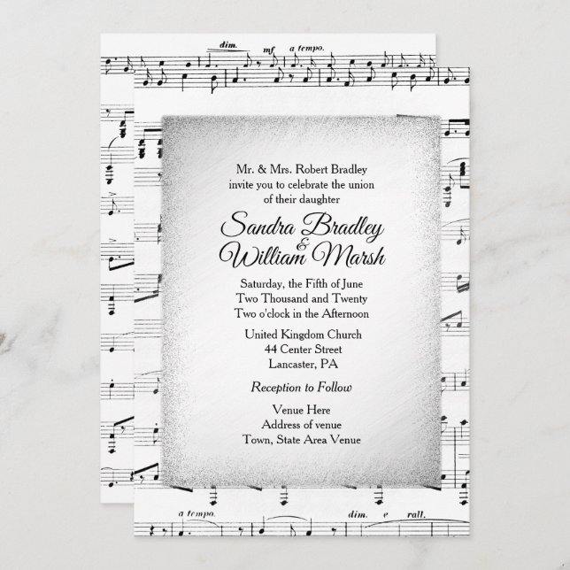 Attractive Sheet Music Wedding Theme Invitation (Front/Back)