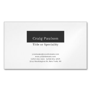 Attractive Simple Black White Modern Professional Business Card Magnet