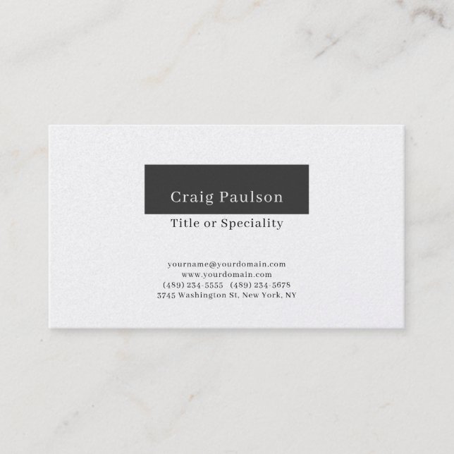 Attractive Simple Black White Premium Pearl Business Card (Front)