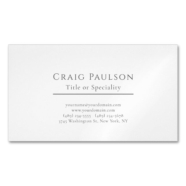 Attractive Simple Professional Plain Minimalist Business Card Magnet (Front)