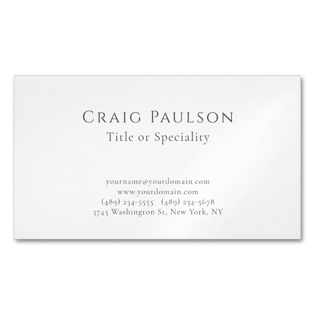 Attractive Simple Professional Plain Minimalist Business Card Magnet (Front)