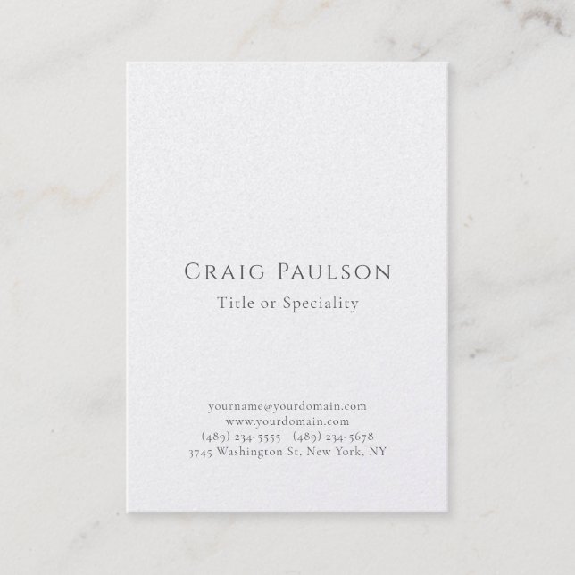 Attractive Simple Professional Plain Premium Pearl Business Card (Front)