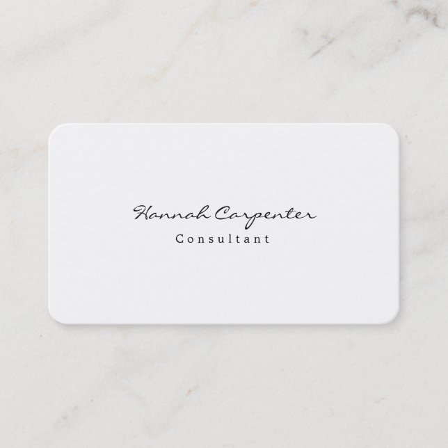 Attractive Stylish Simple Plain White Minimalist Business Card (Front)