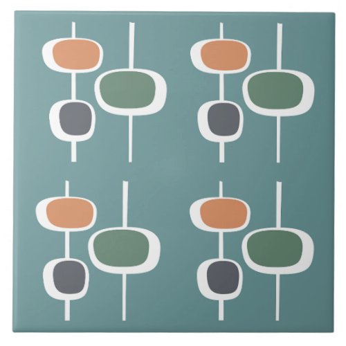 Attractive trendy retro 60s cute pattern blue ceramic tile