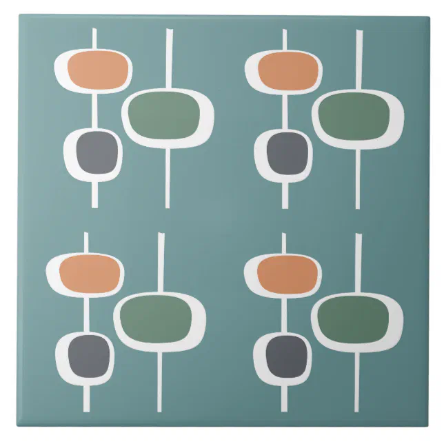 Attractive trendy retro 60s cute pattern blue ceramic tile | Zazzle