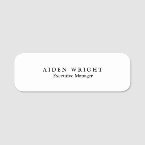 Attractive Trendy Stylish Modern Minimalist White Name Tag