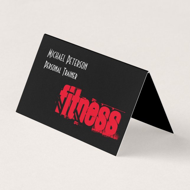 Attractive Unique Black Gray Personal Trainer Business Card (Front)
