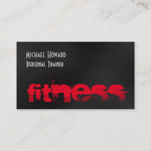 Attractive Unique Black Gray Red Personal Trainer Business Card