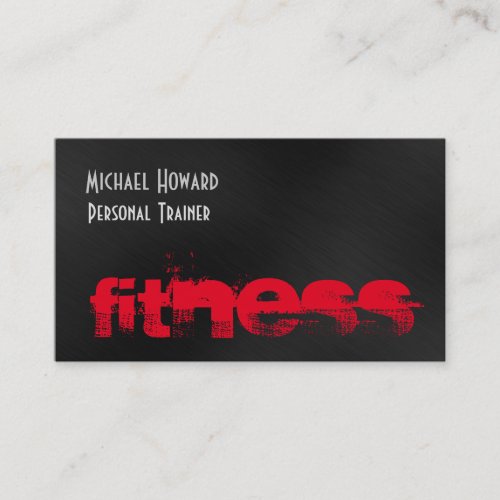 Attractive Unique Black Gray Red Personal Trainer Business Card