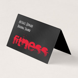 Attractive Unique Black Gray Red Personal Trainer Business Card