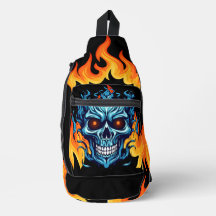 Attractive vibrant scary monster Blue red fire
