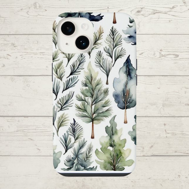 Attractive Watercolor Fir Tree iPhone case (Attractive modern watercolor fir tree iPhone case)