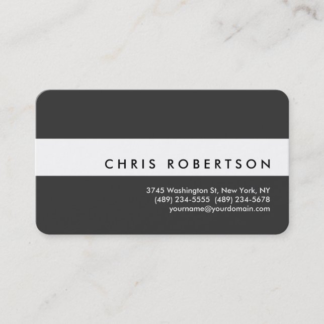Attractive White Grey Rounded Corner Business Card (Front)