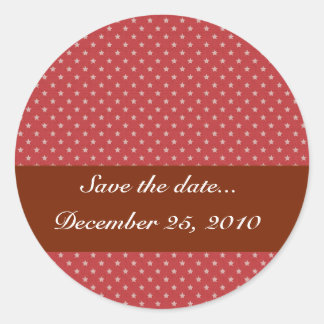 Attractive white stars on rough red surface classic round sticker