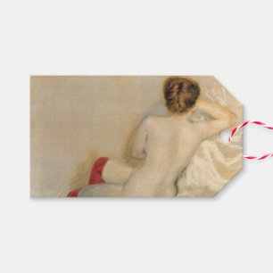 Attractive Woman with Red Stockings Gift Tags
