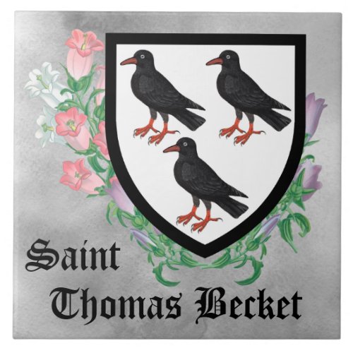 Attributed Arms of St Thomas Becket Ceramic Tile