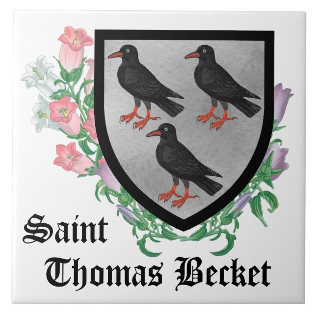 Attributed Arms of St. Thomas Becket Ceramic Tile (Front)