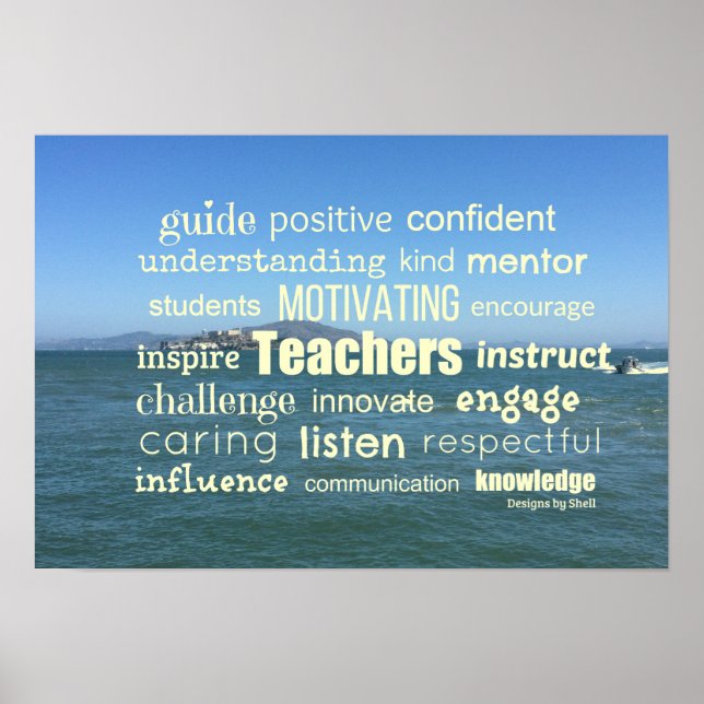 Attributes of a Great Teacher Word Collage Poster (Front)