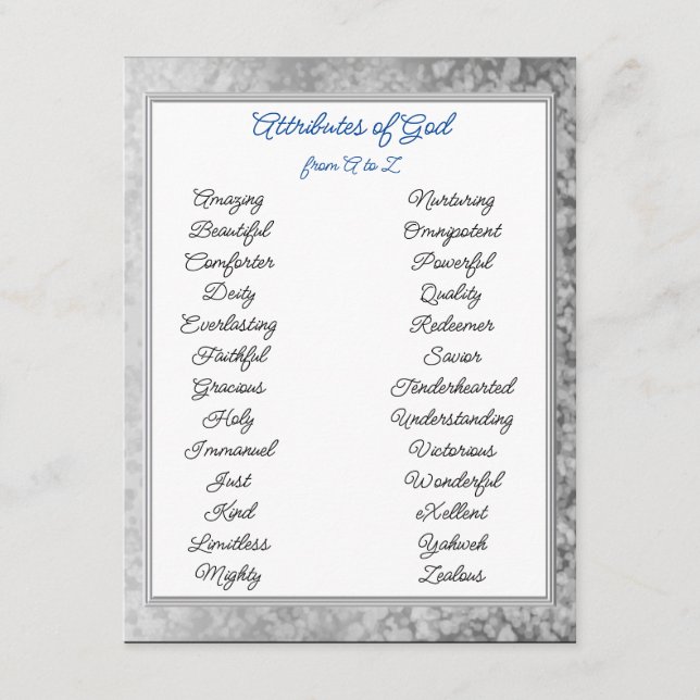 Attributes of God from A to Z Enclosure Card (Front)