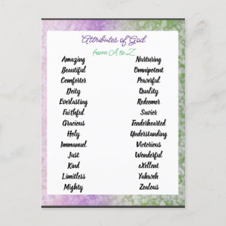 Attributes of God from A to Zed Postcard